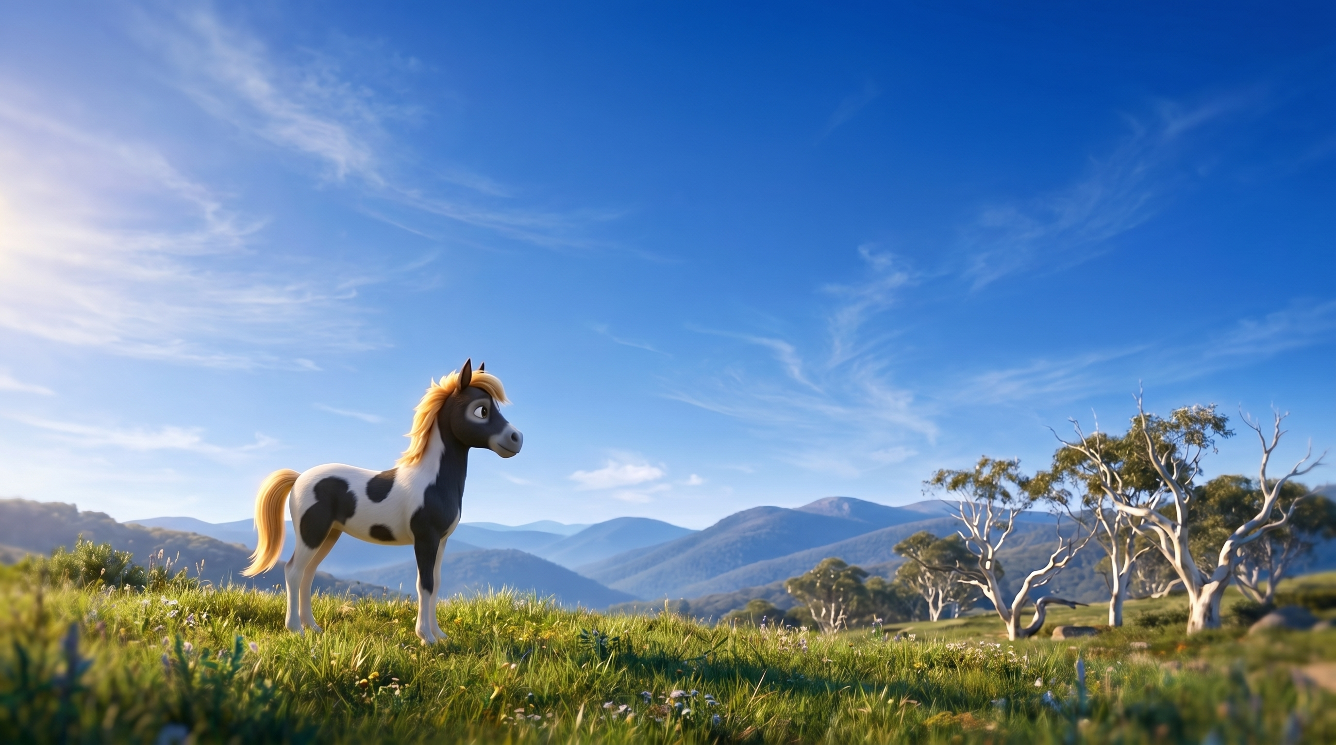 Banjo the wild horse listening quietly in the High Country